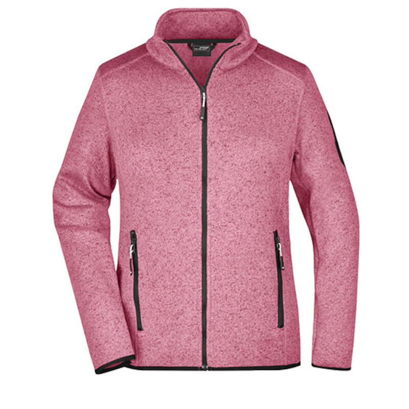 Ladies´ Knitted Fleece Jacket Dark Grey Melange JN761 Udo Dömer Shop